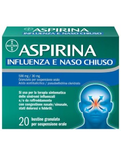 Aspirina Influenza e Naso Chiuso Antidolorifico Decongestionante contro Sintomi Influenzali 20 Buste